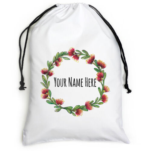 Pohutukawa Wreath - Large White Canvas Santa Sack Thumbnail