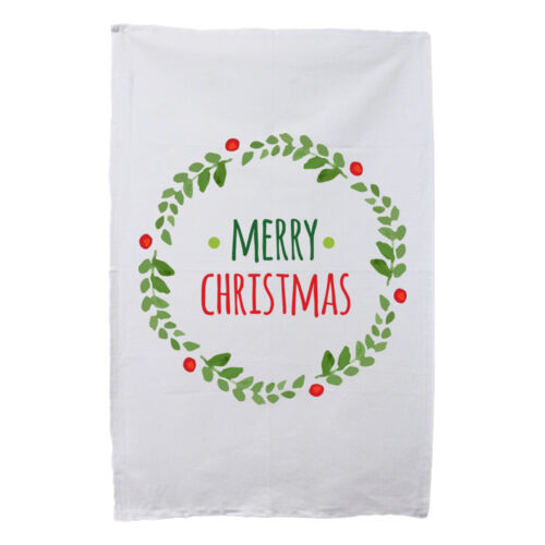 Merry Christmas Wreath - Tea Towel Thumbnail