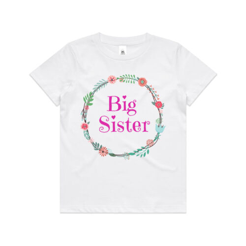 Big Sister Floral Wreath - Kids Youth T shirt Thumbnail