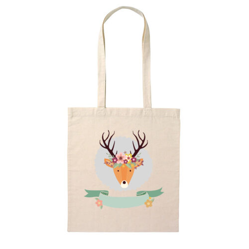 Stag with Flower Crown - Tote Bag Thumbnail