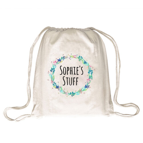 Floral Wreath - Drawstring Backpack Thumbnail