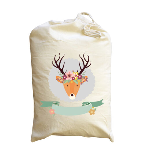 Stag with Flower Crown - Calico Santa Sack Thumbnail
